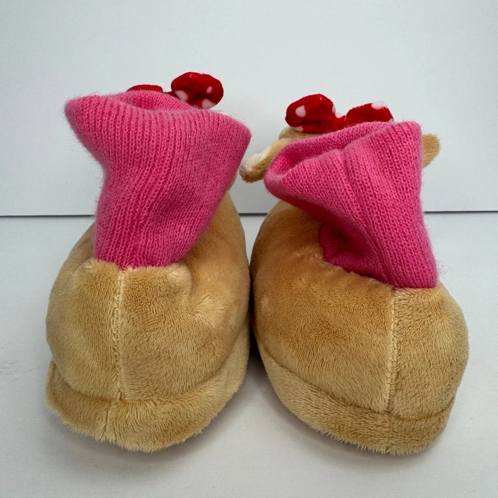 Toddler Girl Size 7-8 Holiday Christmas Gift Cozy Reindeer Rudolph Slippers Bows